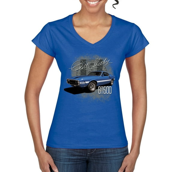Wild Bobby Ford Shelby GT500 Vintage Mustang Women Standard V-Neck Tee