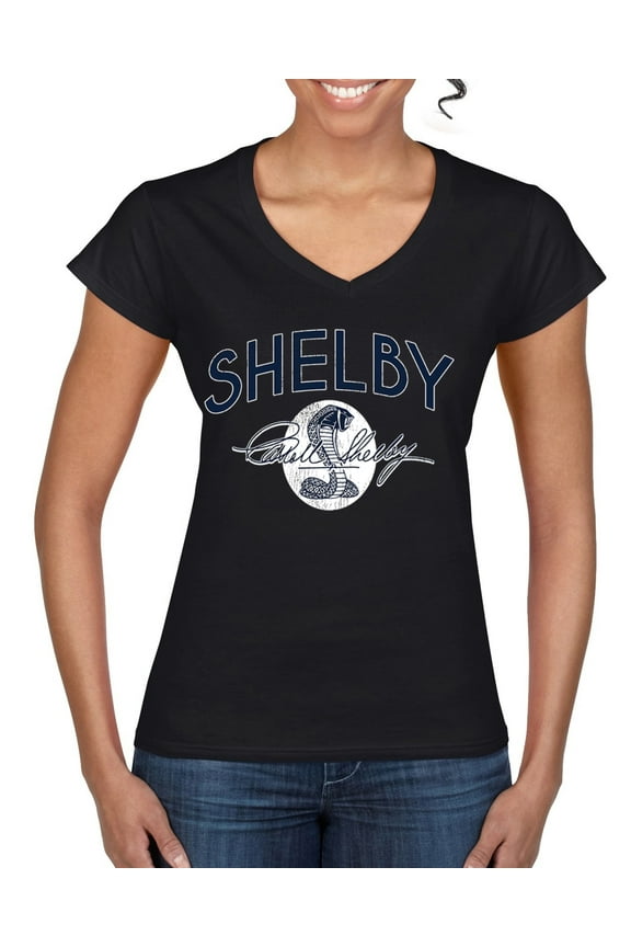 Ford Shelby Retro Cobra Logo Women Standard V-Neck Tee