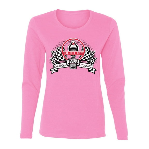Wild Bobby Ford Shelby Vintage Checkered Flag Women Graphic Long Sleeve Tee
