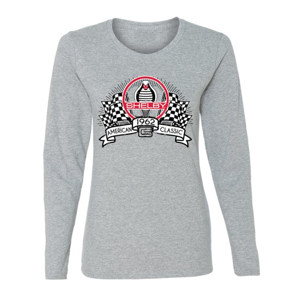 Wild Bobby Ford Shelby Vintage Checkered Flag Women Graphic Long Sleeve Tee