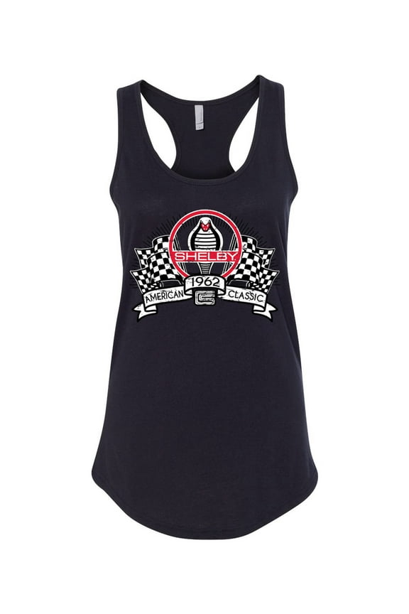 Ford Shelby Vintage Checkered Flag Women Racerback Tank Top