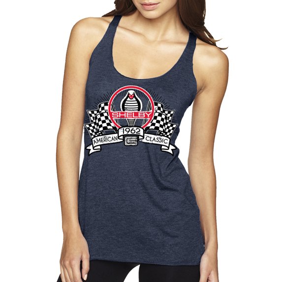 Wild Bobby Ford Shelby Vintage Checkered Flag Women Tri-Blend Racerback Tank Top