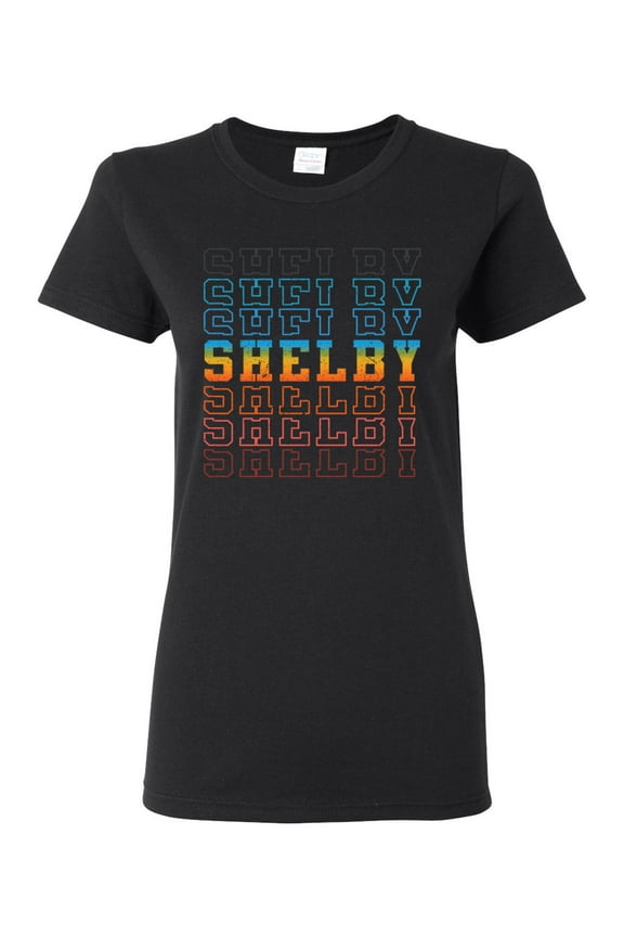Ford Shelby Vintage Retro All-Over Color Shift Logo Women Graphic Tee