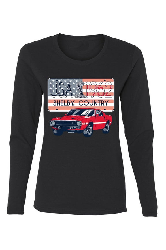 Ford Shelby Vintage USA Country Plate Women Graphic Long Sleeve Tee