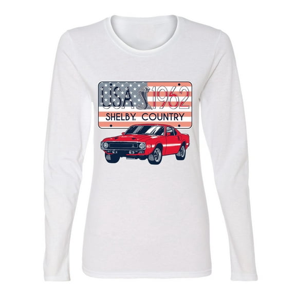 Wild Bobby Ford Shelby Vintage USA Country Plate Women Graphic Long Sleeve Tee
