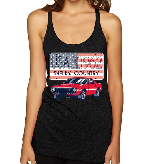 Wild Bobby Ford Shelby Vintage USA Country Plate Women Tri-Blend Racerback Tank Top