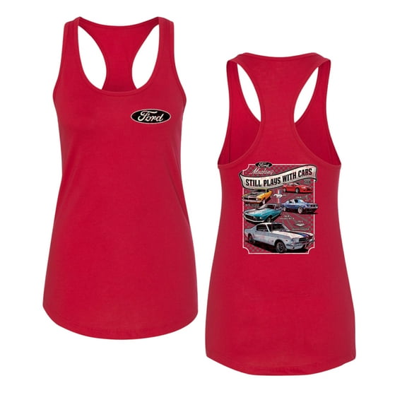 Wild Bobby Ford Still Plays With Cars Classic Muscle Car Lover, Women Racerback Tank Top