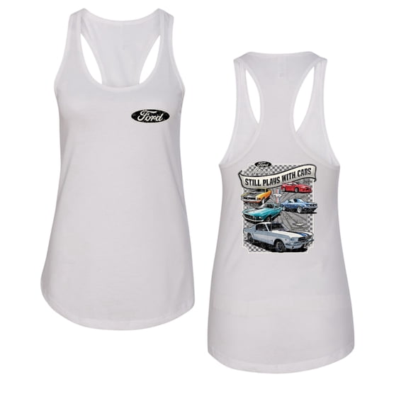 Wild Bobby Ford Still Plays With Cars Classic Muscle Car Lover, Women Racerback Tank Top