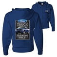 thumbnail image 1 of Wild Bobby, Ford Truck Parking Only Sign Gift for Owners of Ford Trucks Cars and Trucks Graphic Zip Up Hoodie Sweatshirt, Royal, X-Large, 1 of 2