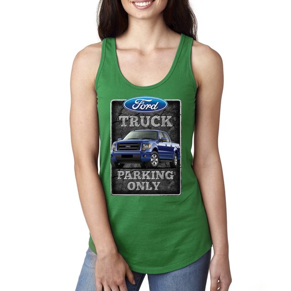 Wild Bobby, Ford Truck Parking Only Sign Gift for Owners of Ford Trucks | Womens Cars and Trucks Jersey Racerback Tank Top, Kelly, X-Large