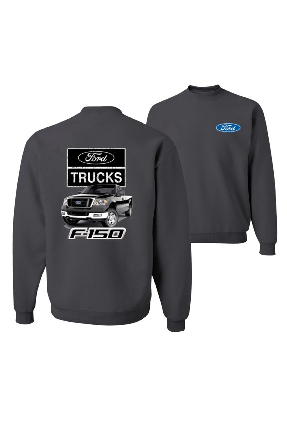 , Ford Trucks F150 Pickup, Cars and Trucks, Front and Back Unisex Crewneck Graphic Sweatshirt, Charcoal, Small