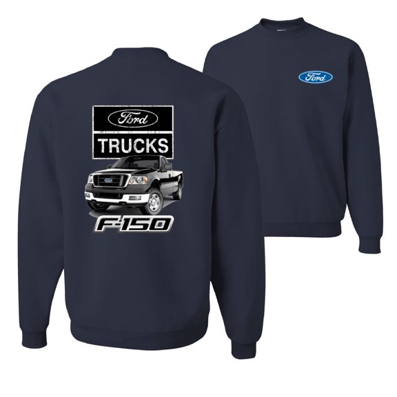 Wild Bobby, Ford Trucks F150 Pickup, Cars and Trucks, Front and Back Unisex Crewneck Graphic Sweatshirt, Navy, Small