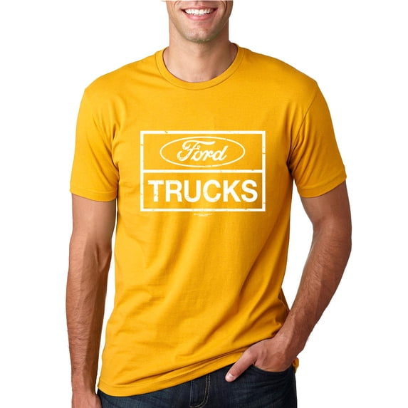 Wild Bobby, Ford Trucks White Sign, Cars and Trucks, Men Graphic Tee, Gold, 3X-Large