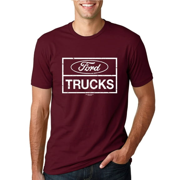 Wild Bobby, Ford Trucks White Sign, Cars and Trucks, Men Graphic Tee, Maroon, Large