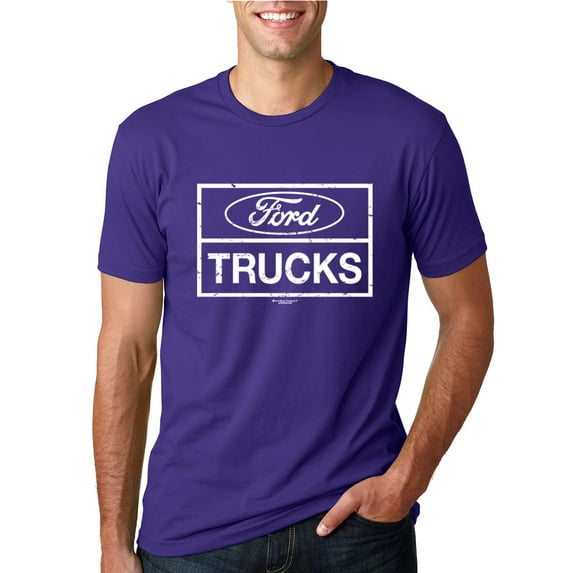 Wild Bobby, Ford Trucks White Sign, Cars and Trucks, Men Graphic Tee, Purple, Large