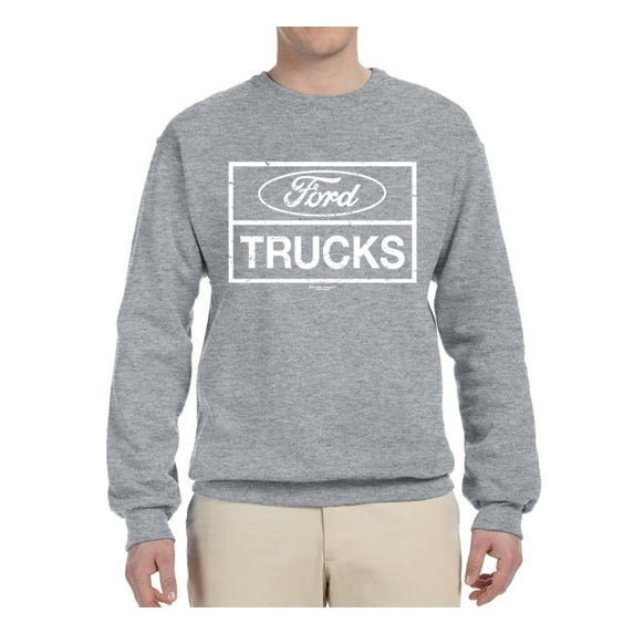 Wild Bobby, Ford Trucks White Sign, Cars and Trucks, Unisex Crewneck Graphic Sweatshirt, Heather Grey, Medium
