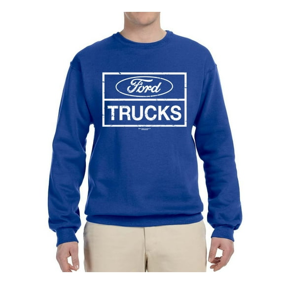 Wild Bobby, Ford Trucks White Sign, Cars and Trucks, Unisex Crewneck Graphic Sweatshirt, Royal, X-Large