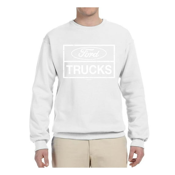 Wild Bobby, Ford Trucks White Sign, Cars and Trucks, Unisex Crewneck Graphic Sweatshirt, White, Small
