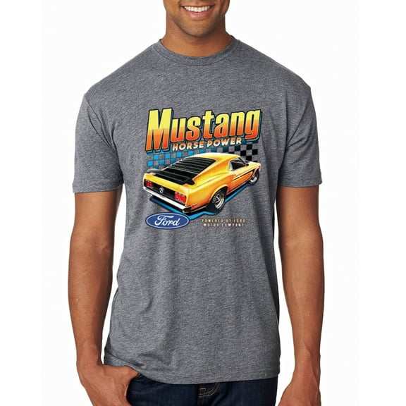 Wild Bobby, Ford Yellow Mustang Horsepower Cars and Trucks Men Premium Tri Blend Tee, Premium Heather, Small