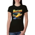 thumbnail image 1 of Wild Bobby Ford Yellow Mustang Horsepower Cars and Trucks Women Slim Fit Junior Tee, Black, Small, 1 of 6