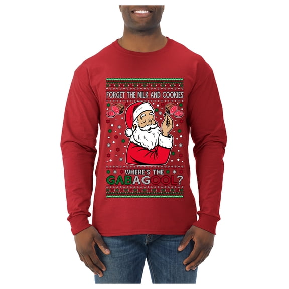 Wild Bobby Forget The Milk And Cookies, Where's The Gabagool? Funny Italian Capicola, Italian American Slang Christmas Sweater | Holiday Men Long Sleeve Shirt