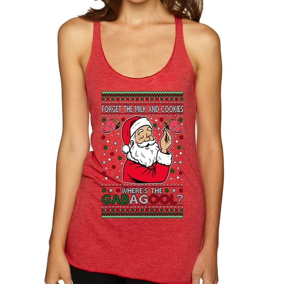 Wild Bobby Forget The Milk And Cookies, Where's The Gabagool? Funny Italian Capicola, Italian American Slang Christmas Sweater | Holiday Women Tri-Blend Racerback Tank Top