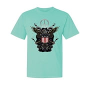 Wild Bobby, Freedom Rock Guitar Peace Eagle, American Pride, Garment-Dyed Washed Look Short Sleeve Tees, Mint, 2XL