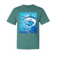 thumbnail image 1 of Wild Bobby, Fresh Water Swordfish Atlantic Pacific, Fish, Garment-Dyed Washed Look Short Sleeve Tees, Emerald, X-Large, 1 of 3