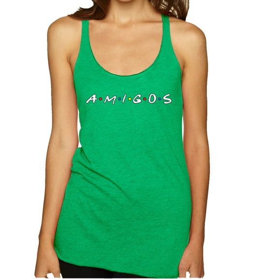 Wild Bobby, Friends Amigos Parody Pop Tri-Blend Racerback Tank Top, Envy, Large