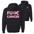 thumbnail image 1 of Wild Bobby, Fuck Cancer Pink Ribbon, Breast Cancer Awareness, Front and Back Unisex Graphic Hoodie Sweatshirt, Black, Medium, 1 of 4