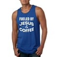 thumbnail image 1 of Wild Bobby, Fueled by Jesus and Coffee Funny Christian | Mens Inspirational/Christian Graphic Tank Top, Royal, X-Large, 1 of 3