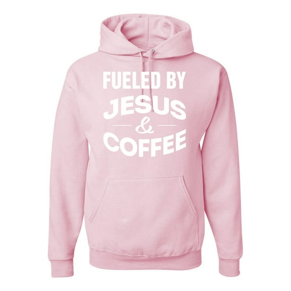 Wild Bobby, Fueled by Jesus and Coffee Funny Christian | Mens Inspirational/Christian Hooded Sweatshirt Graphic Hoodie, Light Pink, 3XL