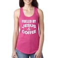 thumbnail image 1 of Wild Bobby, Fueled by Jesus and Coffee Funny Christian | Womens Inspirational/Christian Jersey Racerback Tank Top, Raspberry, Large, 1 of 3