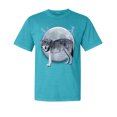 thumbnail image 1 of Wild Bobby, Full Moon Dire Snow Wolf, Animal Lover, Garment-Dyed Washed Look Short Sleeve T-Shirt, Blue Lagoon, Small, 1 of 3
