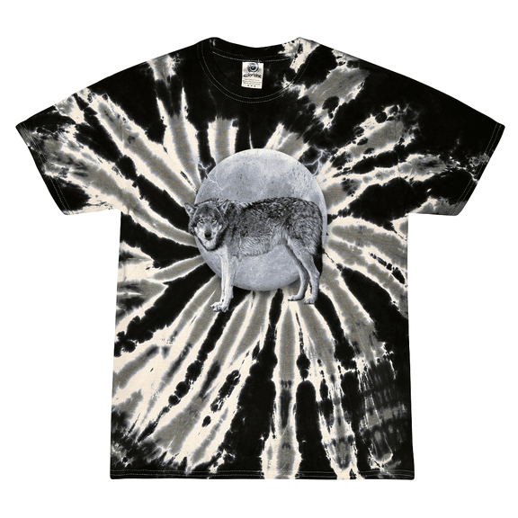 Wild Bobby, Full Moon Dire Snow Wolf Animal Lover Tie-Dye T-Shirt