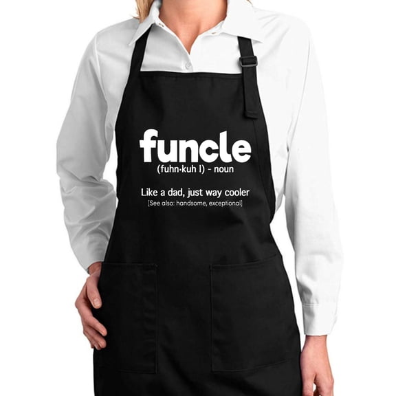 Wild Bobby, Funcle Uncle Noun Way Cooler,Cooking Graphic Apron with Pockets, Black, One Size
