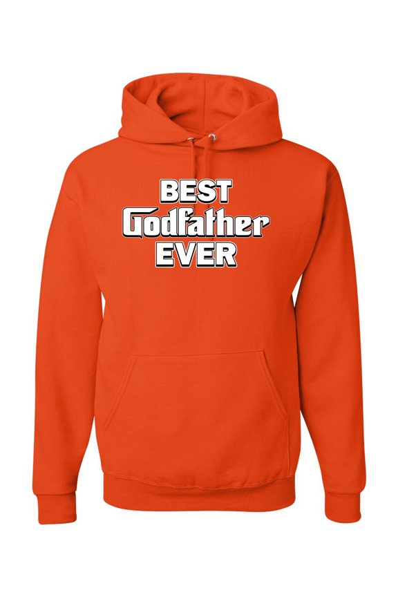 , Funny Best Godfather Ever, Pop Culture, Unisex Graphic Hoodie Sweatshirt, Orange, Large