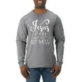 thumbnail image 1 of Wild Bobby, Funny Christian Quote Jesus Loves This Hot Mess, Inspirational/Christian, Men Long Sleeve Shirt, Heather Grey, Medium, 1 of 3