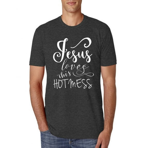 Wild Bobby, Funny Christian Quote Jesus Loves This Hot Mess, Inspirational/Christian, Men Premium Tri Blend Tee, Vintage Black, Medium