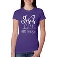 thumbnail image 1 of Wild Bobby, Funny Christian Quote Jesus Loves This Hot Mess, Inspirational/Christian, Women Slim Fit Junior Tee, Purple Rush, 2XL, 1 of 3