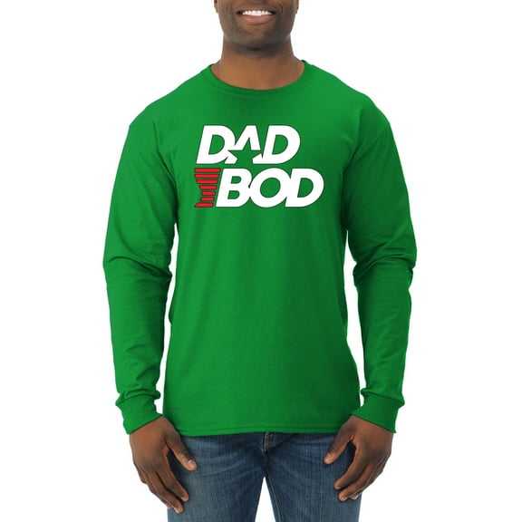 Wild Bobby, Funny Dad Bod Logo, Pop Culture, Men Long Sleeve Shirt, Kelly, Medium