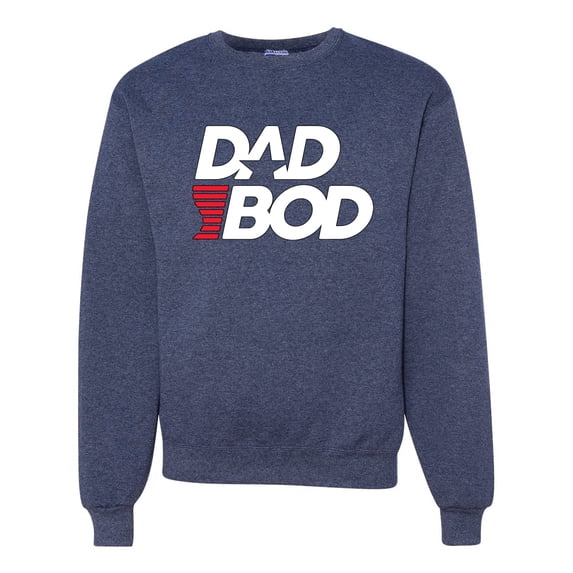 Wild Bobby, Funny Dad Bod Logo, Pop Culture, Unisex Crewneck Graphic Sweatshirt, Vintage Heather Navy, X-Large