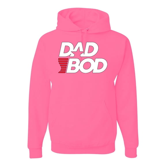 Wild Bobby, Funny Dad Bod Logo, Pop Culture, Unisex Graphic Hoodie Sweatshirt, Neon Pink, Large