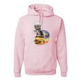thumbnail image 1 of Wild Bobby, Funny Graphic Astronaut Cat in Space on Cheeseburger | Mens Cat Lover Hooded Sweatshirt Graphic Hoodie, Light Pink, 2XL, 1 of 3