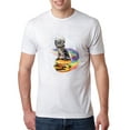 thumbnail image 1 of Wild Bobby, Funny Graphic Astronaut Cat in Space on Cheeseburger | Mens Cat Lover Premium Tri Blend T-Shirt, Heather White, Small, 1 of 3
