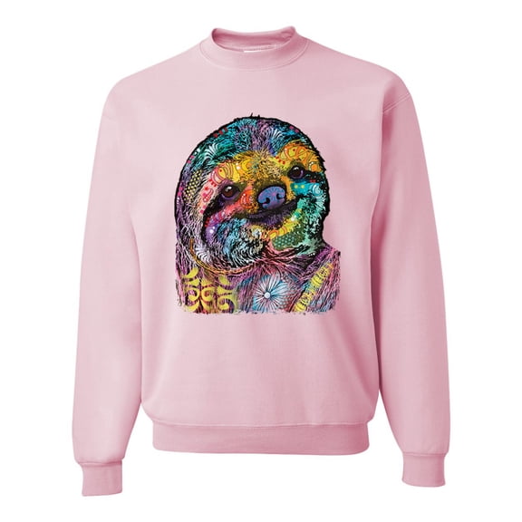 Wild Bobby, Funny Neon Sloth | Dean Russo Art Animal Lover Unisex Crewneck Sweatshirt, Light Pink, XL