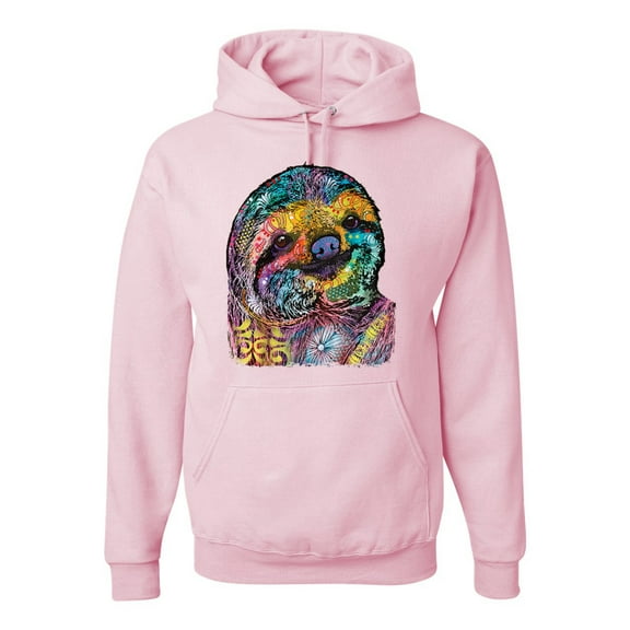 Wild Bobby, Funny Neon Sloth | Dean Russo Art Animal Lover Unisex Hoodie Sweatshirt, Light Pink, M