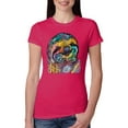 thumbnail image 1 of Wild Bobby, Funny Neon Sloth | Dean Russo Art Animal Lover Womens Slim Fit Junior Tee, Raspberry, 2XL, 1 of 5
