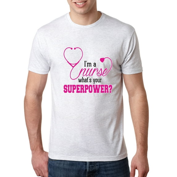 Wild Bobby, Funny Nurse Whats Your Superpower Nurse Week, Inspirational/Christian, Men Premium Tri Blend Tee, Heather White, XX-Large
