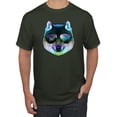 thumbnail image 1 of Wild Bobby, Funny Wolf on Sunglasses, Animal Lover, Men Graphic Tees, Forest Green, 5XL, 1 of 3